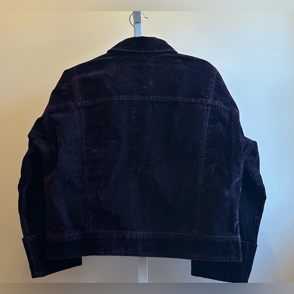 NWT We The Free Suzy Flocked Denim Jacket XS Wine - Picture 5 of 11